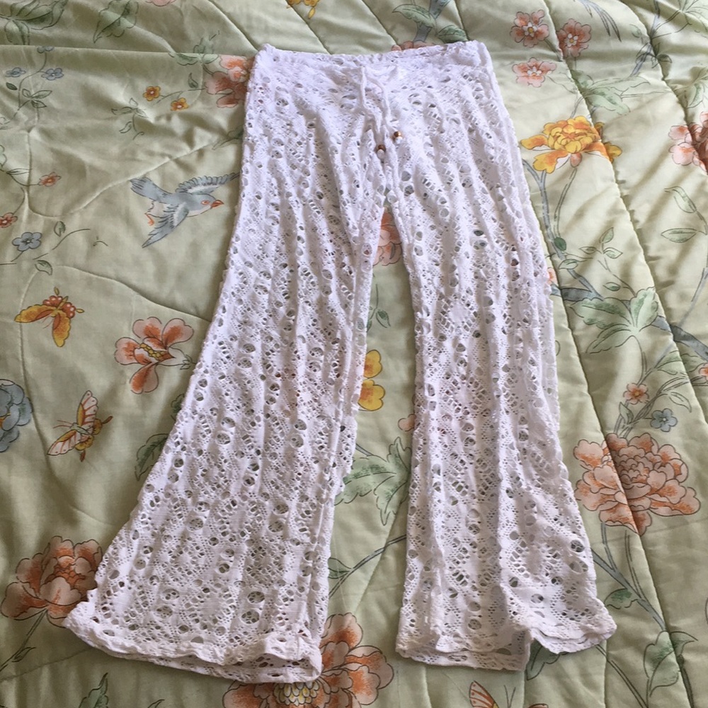 Pilyq crocheted white swim coverup bottoms